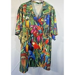 Hawalili Shirt Size 2XL Parrot Themed Tropical Hawaiian Button Up Short Sleeve